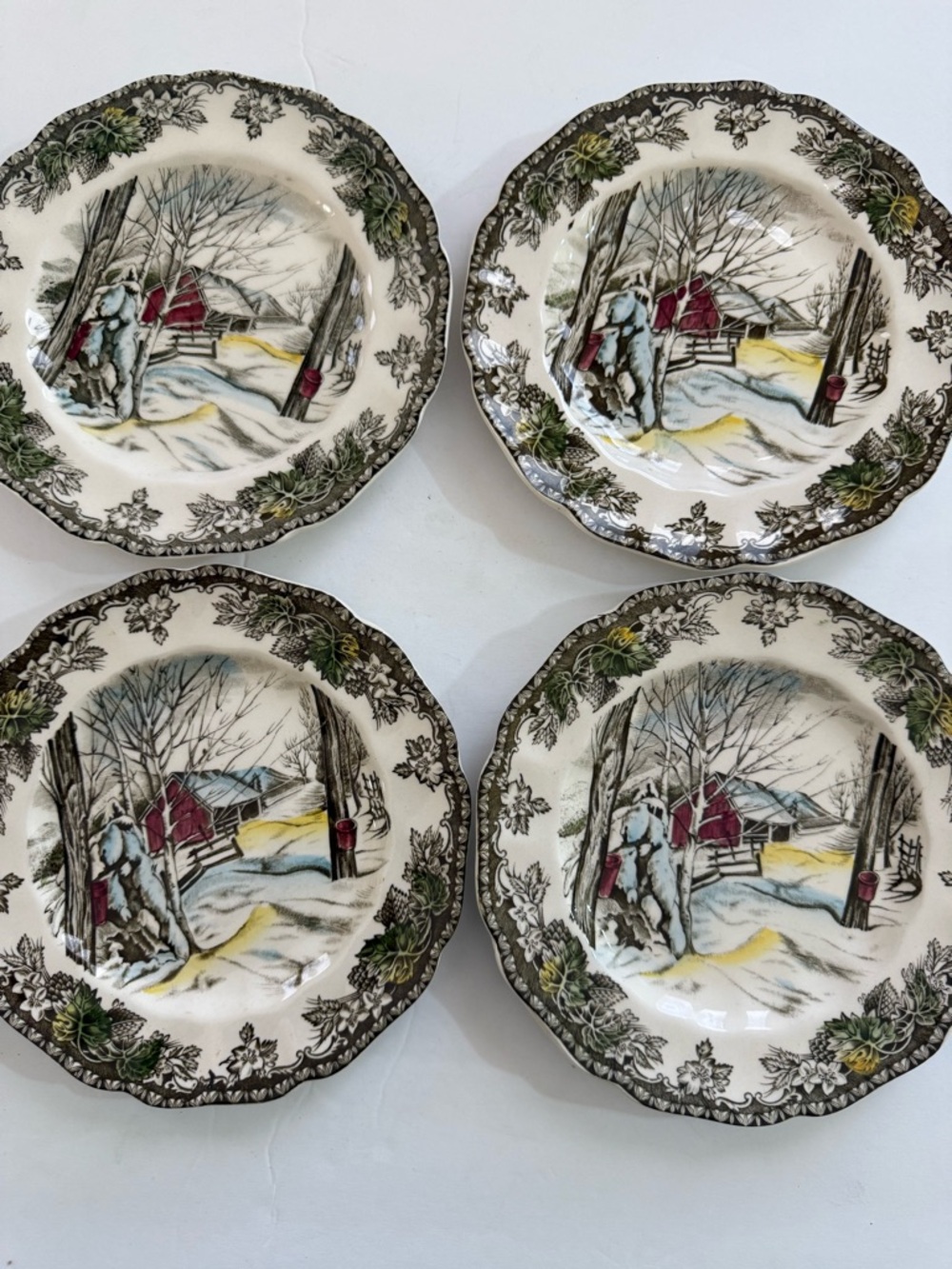 Vintage Johnson Bros Sugar Maples Bread and Plates - Set of 4